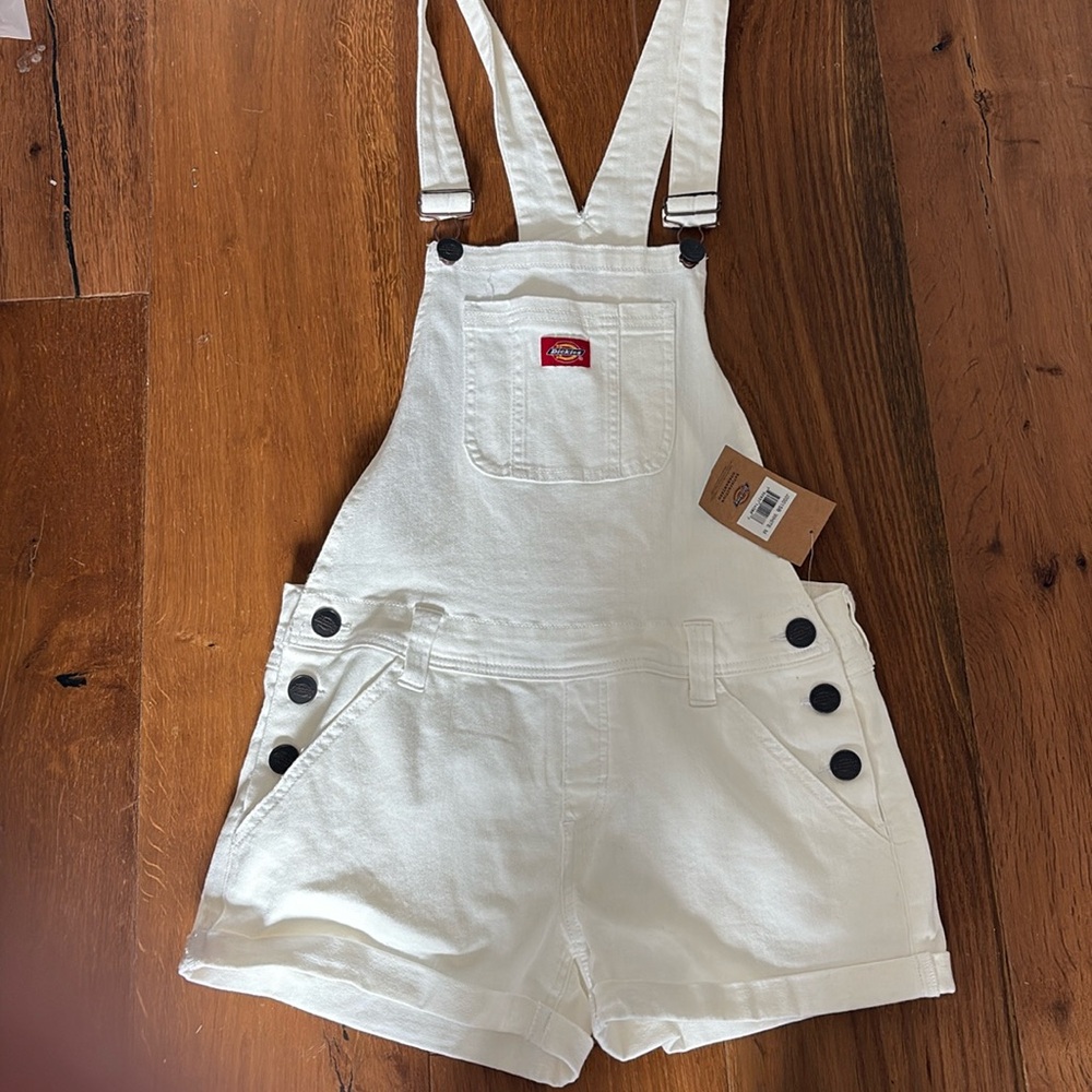 Juniors' Dickies authentic five pocket Cuffed Denim Short overalls NEW